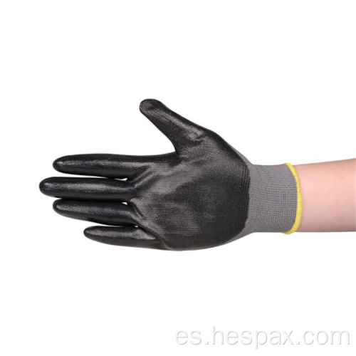 Guantes de seguridad recubiertos de la palma de nitrilo resistente al aceite de Hespax